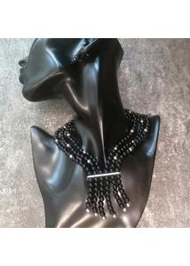 OLD HOLLYWOOD AW21/22 - Háromsoros gyöngysor - ónix