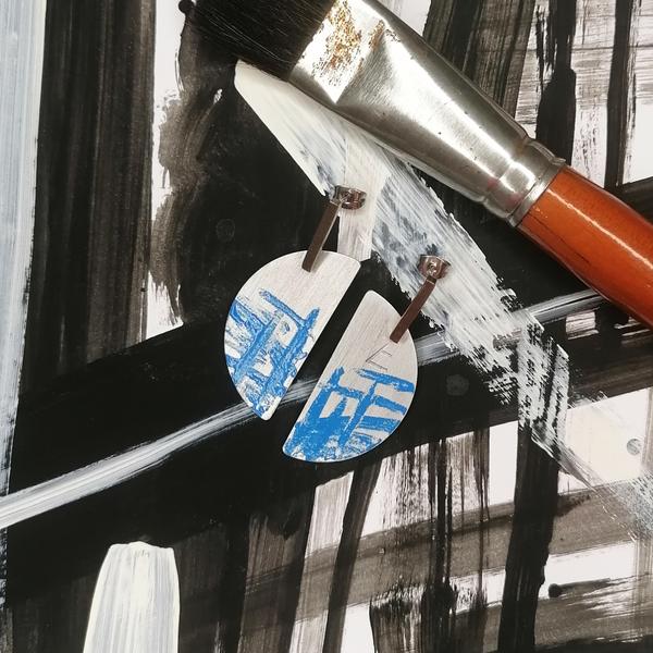 ABSTRACT AW22/23 - Félkör fülbevaló, kék