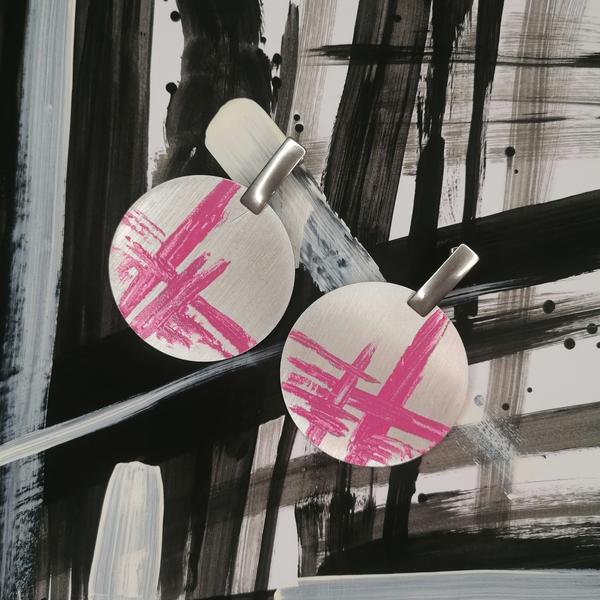 ABSTRACT AW22/23 - Nagy kör fülbevaló, rózsaszín