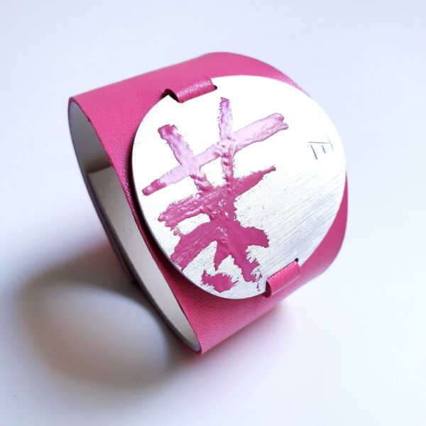 ABSTRACT AW22/23 - ZEMSE x KONTUR FASHION - Karkötő íves bőrrel, rózsaszín