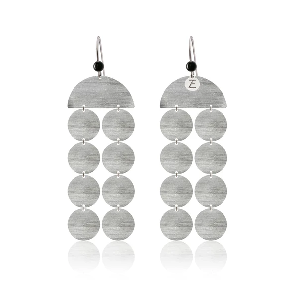 OLD HOLLYWOOD AW21/22 - Hosszú, dupla soros fülbevaló - ónix