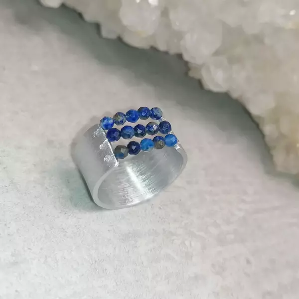 Corset gyűrű - fazettált lapis lazuli gyönggyel 