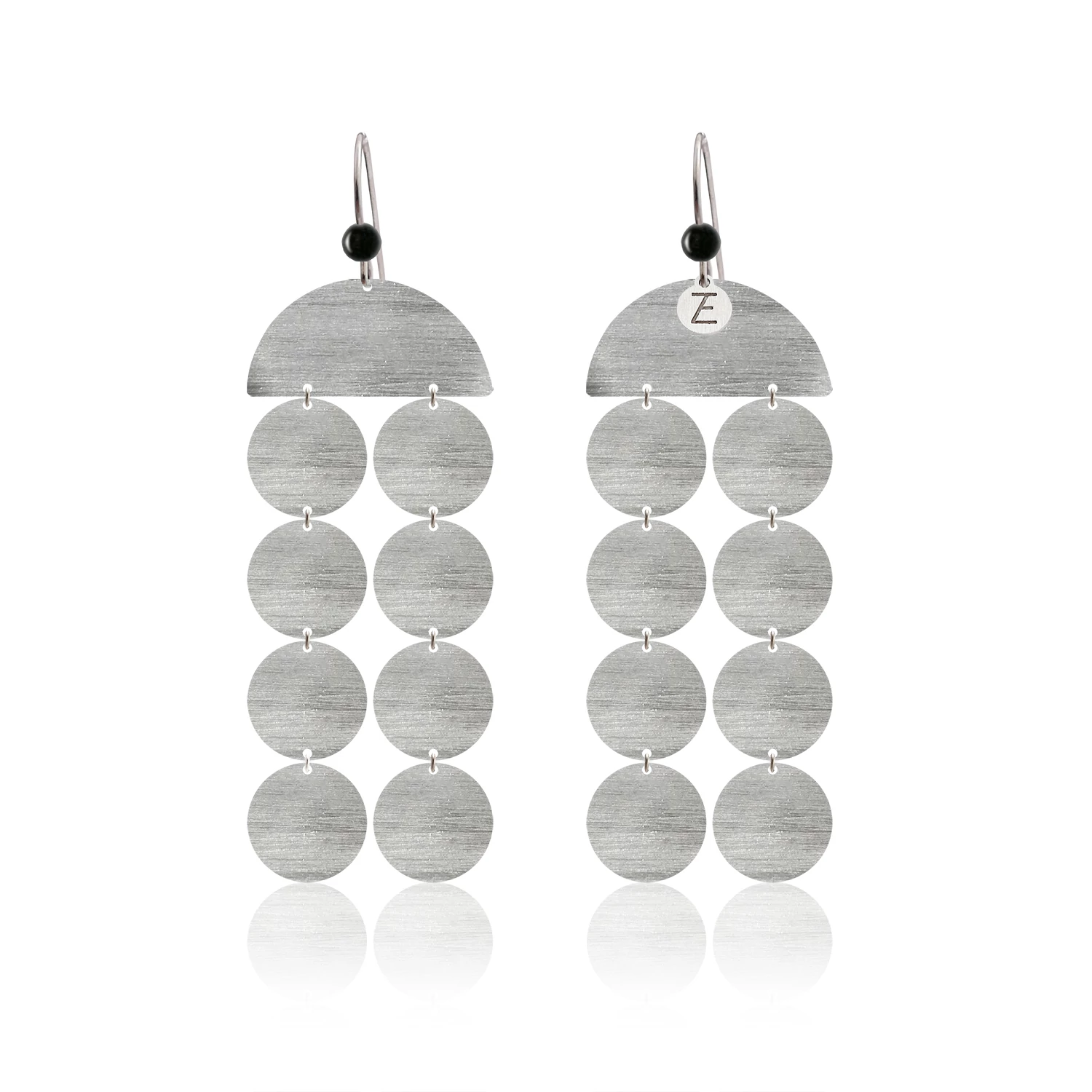 OLD HOLLYWOOD AW21/22 - Hosszú, dupla soros fülbevaló - ónix